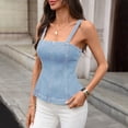 thumbnail image 5 of Women's Summer V-Neck Sleeveless Tank Top Cami Camisole Solid Color Casual Daily Wear Loungewear Beach Vacation Fashion Essential Gift for Women | CSEONE,Light Blue L, 5 of 9