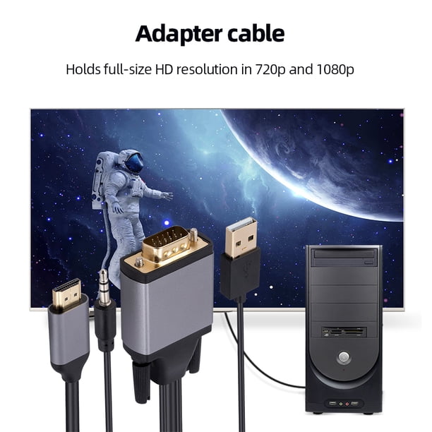 Cable convertidor compatible con HDMI a VGA HD 1080P para proyector de computadora portátil