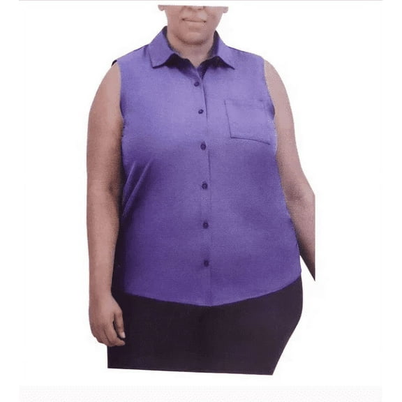 GAIAM Sleeveless Collared Tank Top Lightweight Button-up Shirt, Purple, XL