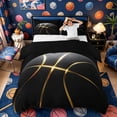 thumbnail image 3 of Meiyoeat Black Gold Basketball Print Bedding, Sport Ball Pattern Duvet Cover Full,3pcs,No Comforter,Black Reversible, 3 of 6