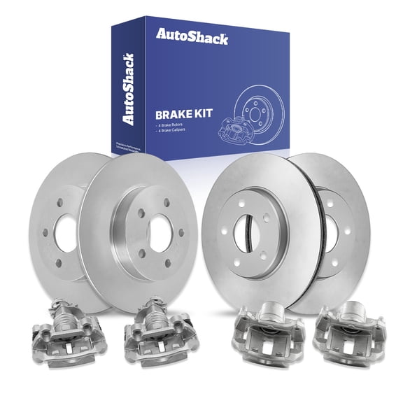 AutoShack Front Vented & Rear Solid Brake Rotors   Calipers 8-PC Brake Kit Replacement for 2004-2008 Chevrolet Malibu 2006-2007 Pontiac G6