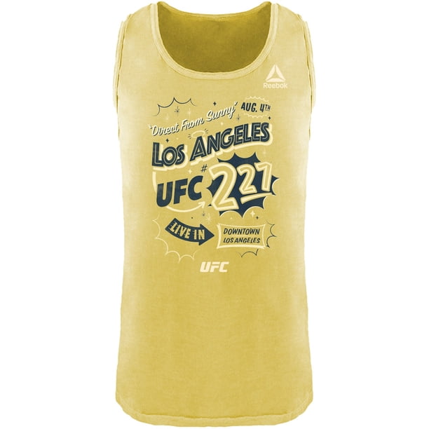 Reebok Live In Downtown Los Angeles Camiseta sin mangas para hombre, amarillo, mediano Reebok Camiseta sin mangas