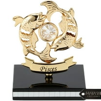 Matashi 24K Gold Plated Pisces Zodiac Figurine with Crystal Accents Astrological Decorative Tabletop Display – Single Piece