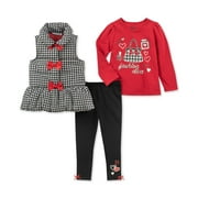 Kids Headquarters Baby Girls 3 Pc. Bows Vest Diva Print T-Shirt Leggings Set Multi 3-6 months