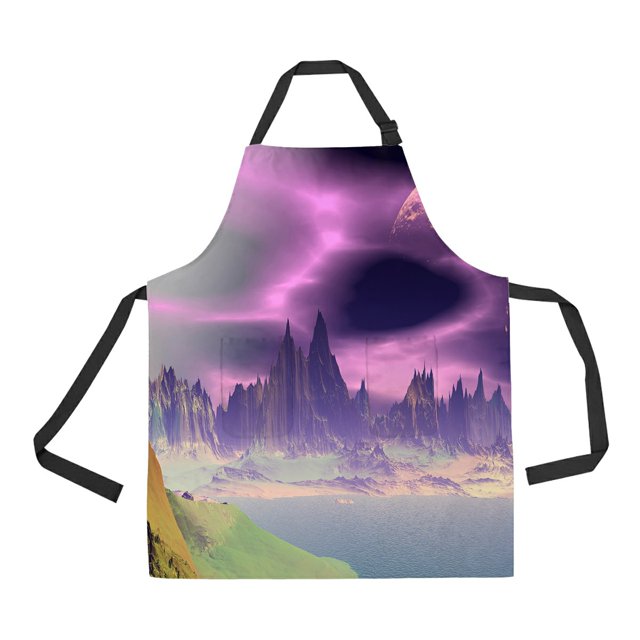 ABPHQTO Delantal Alien Planet Rocks Moon Delantal de cocina para el hogar con bolsillos