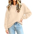 thumbnail image 2 of Women's Casual Crewneck Sweatshirt Loose Long Sleeve Pullover Tops Soft Solid Color Fall Winter Clothes Loungewear Everyday, 2 of 6