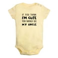 thumbnail image 2 of iDzn If You Think I'm Cute You Should See My Uncle Funny Rompers For Babies, Newborn Baby Unisex Bodysuits, Infant Jumpsuits, Toddler 0-24 Months Kids One-Piece Oufits, 2 of 5