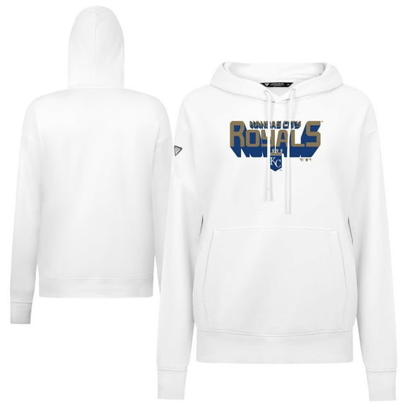 Women's Levelwear White Kansas City Royals Adorn Retro 3D Pullover Hoodie