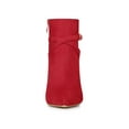 thumbnail image 5 of BLISSFUL STEP Women's Ankle Boots Pointed Toe Buckle Cross Straps Stiletto Heel Red 6.5, 5 of 7