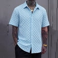 thumbnail image 2 of UVEASISHA Mens Short Sleeve Textured Shirt Lightweight Jacquard Button Down Shirts Solid Color Casual Collared Shirt Streetwear Daily Wear, 2 of 7