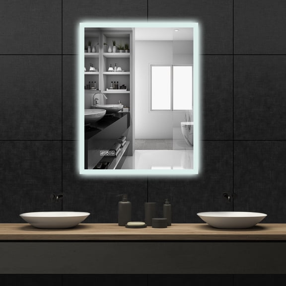 Walsport 35"x27" Anti-Fog Mirror Bathroom LED Smart Touch Makeup Vanity Mirror Dimmable