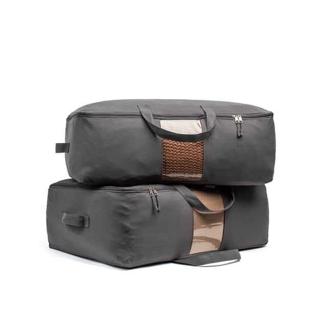 Bolsas de almacenamiento VeraMia 64x48x23 cm de lona con cierre, 2 piezas, gris