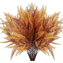 Morttic 6Pcs Fall Boston Fern Artificial Fake UV Resistant Autumn Faux Plastic Plants for Garden Home Thanksgiving Decor