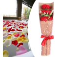 thumbnail image 3 of Ramo de flores artificiales claveles artificiales PE ramo de flores de simulación regalo de cumpleaños del Día de San Valentín caja roja Rojo Verde, 3 of 5