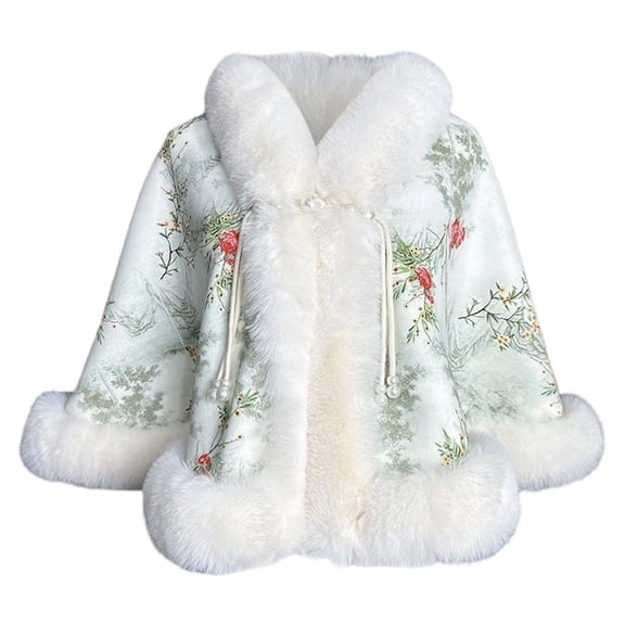 Tiweut Women Fashion Sequins Faux Fur Wraps Shawls Stoles Cape for Prom Evening Party dress Outwear Coat,Green,One Size