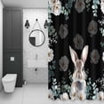 thumbnail image 3 of Easter Rabbit Shower Curtain for Bathroom, Watercolor Bunny White Floral Leaf Black Background Waterproof Cloth Fabric Bathroom Accessories Set with 12 Rust Proof Plastic Hooks, 36"x72", 3 of 9