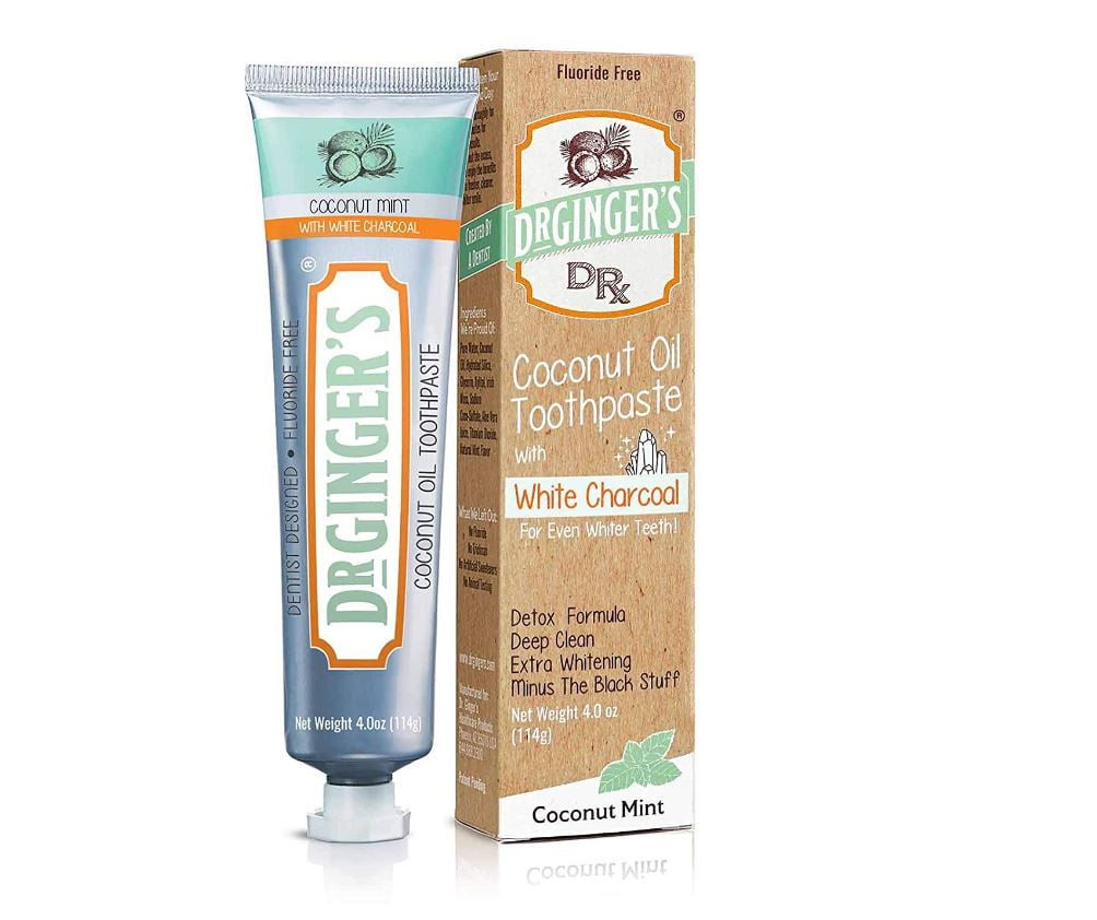 Dr. Ginger's Coconut Oil Toothpaste with White Activated Charcoal, 4 oz, 3 Count - Coconut Mint Flavor
