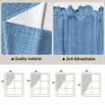 thumbnail image 3 of Blue Burlap Texture Kitchen Window Curtains, Swag Curtains Valance for Bedroom Living Room Bathroom, Farmhouse Vintage Blue Rod Pocket Window Treatment Curtain Block Drapes 2 Panels 36"x45", 3 of 9