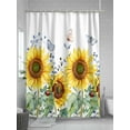 thumbnail image 5 of Yellow Farmhouse Sunflower Shower Curtain, Country Butterfly Leaf Bathroom Decor Curtains Set with Hooks, White Waterproof Fabric Home Accessories， 60 X 72 Inch Long, 5 of 6