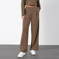 thumbnail image 5 of Blphud Wide Leg Slacks Women Pants Casual Elastic Women Classic Fall Plus Size Wide Legged Trouser Ladies Breathable Travel Hi Waist Solid Loose Fitting Flairy Linen Trouser Dresses Women Coffee S, 5 of 7
