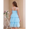 thumbnail image 5 of IBTOM CASTLE Girl Sleeveless Ruffle Formal Wedding Tiered Tulle Dress Teen Pageant Birthday Homecoming Prom Outfits Junior Graduation Dress 7-8 Years Blue, 5 of 7
