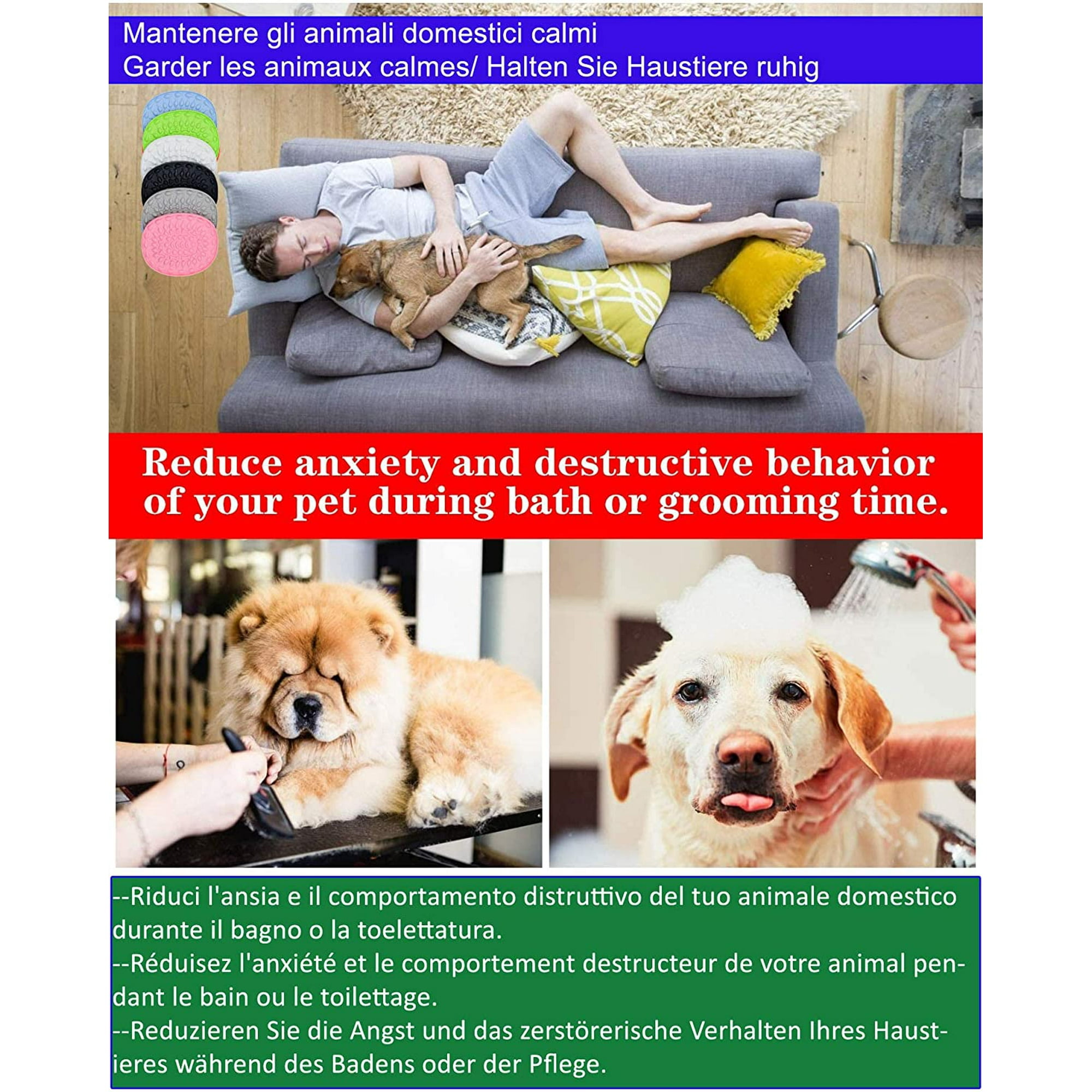 Ygcanago 2 Pack Dog Cat Lick Mats Lick Mat For Dogs Red Blue Dog Mat Dog Lick Mat For Anxiety Dog Bowl Mat Dog Peanut Butter Lick Pad Dog