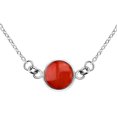 thumbnail image 2 of Modish Two Sided Round Red Coral and White Shell Sterling Silver Necklace, 2 of 7