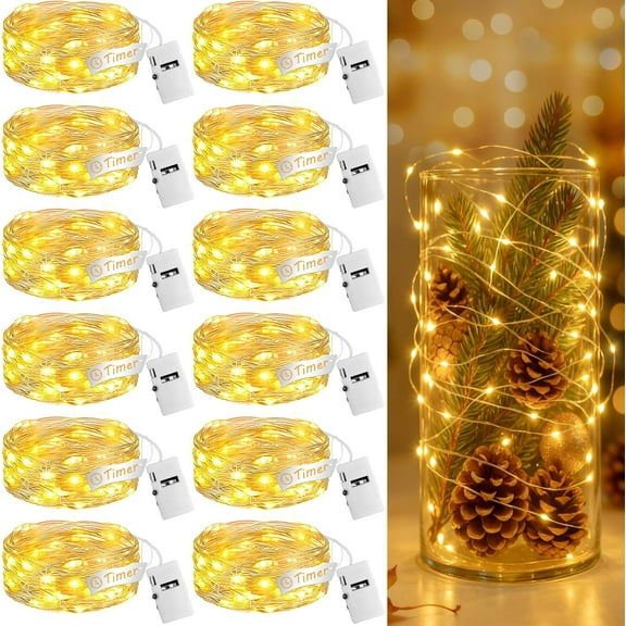 Fairy Lights, 7ft 20 LED Battery Operated String Lights with Timer, 3 Modes, Twinkle Lights for Christmas Trees Wreath Party DIY Mason Jars Bottles Decor
