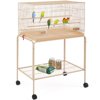 Renwick 47"H Rolling Stand Flight Metal Bird Cage with Slide-Out Tray for Small Birds, Almond