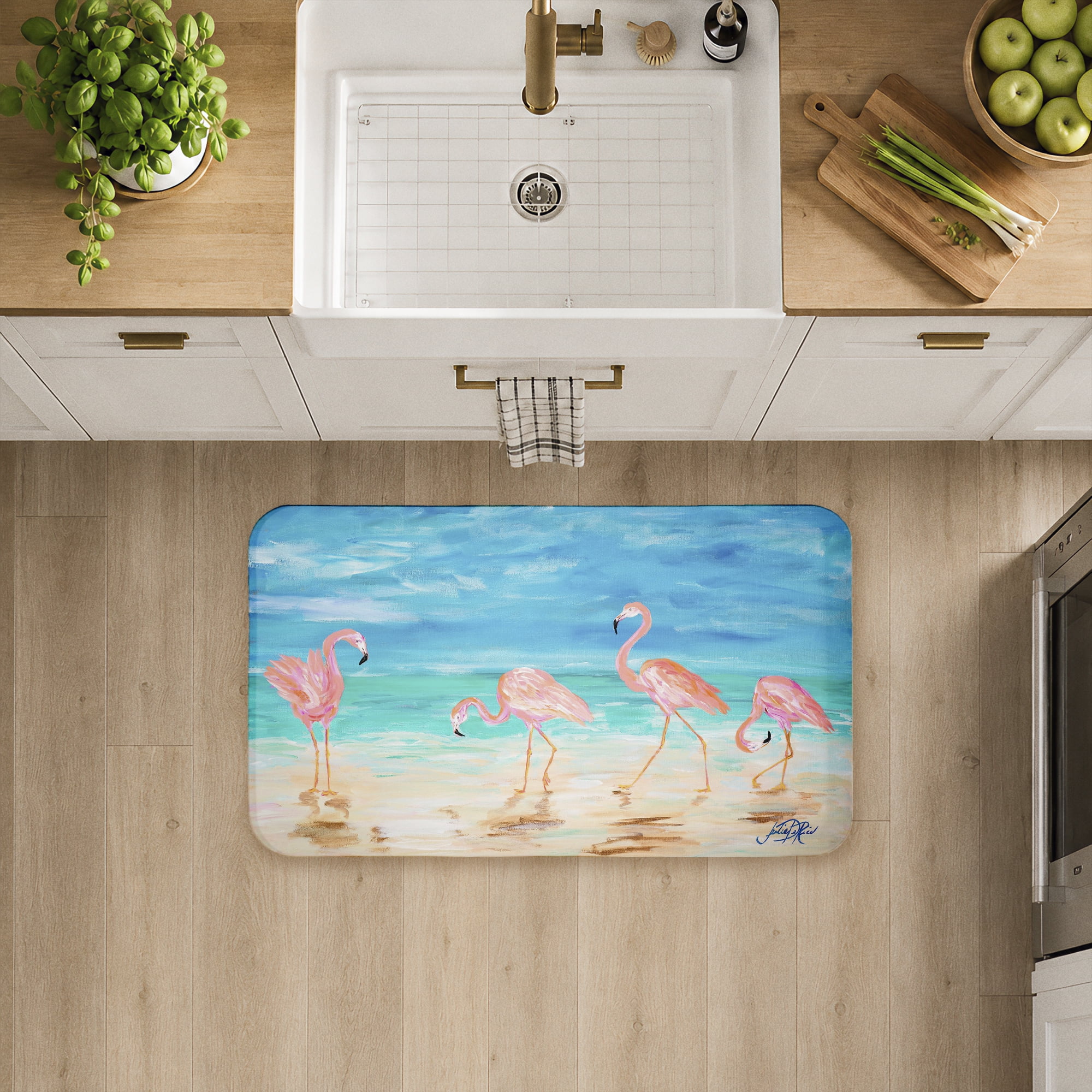Stupell Industries Four Flamingos Beach Printed Anti-Fatigue Floor Mat, design by Julie DeRice