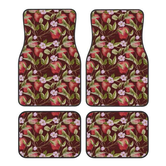 Disketp Leaf And Fruit for Crystal Velvet Car Mats Four-Piece Set,All-Season Automotive Protection, Vehicles, Cars, Trucks, and SUVs,Anti-Slip Design