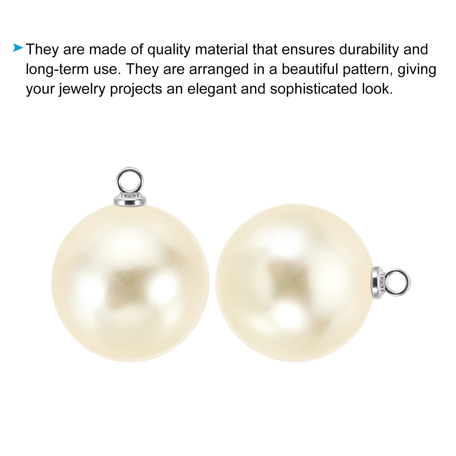 18mm Faux Pearl Charm Pendants Drops, 100pcs Pearl Beads for Jewelry Making Bracelets Earrings Necklace, Silvery Beige