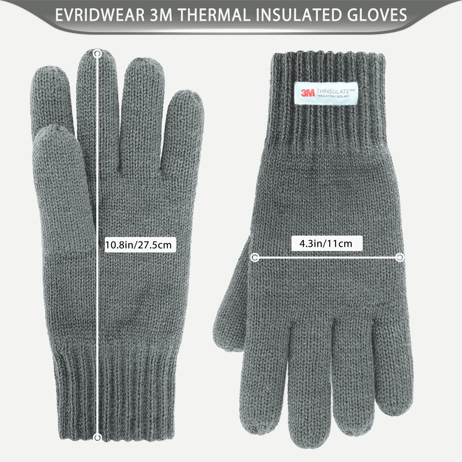 3M Thinsulate™ Lined Mens Ladies Womens Knitted Gloves Thermal Winter Work  Adult