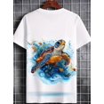 thumbnail image 3 of Men's adult short-sleeved T-shirt, suitable for home wear, displaying vivid turtle patterns, made of soft materials, comfortable and durable, suitable for casual wear, 3 of 6