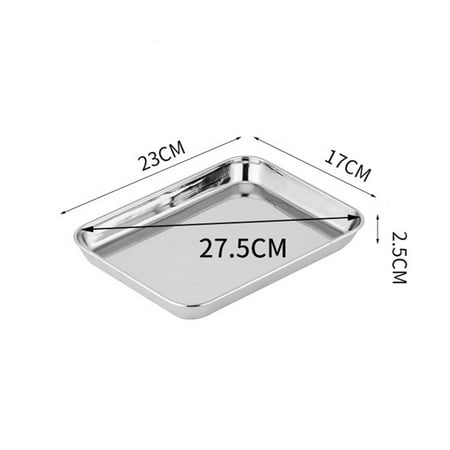 

Rectangle Food Storage Trays Stainless Steel BBQ Grid Baware Baking Pan Steamed Sausage Fruit Pastry Plates Kitchen Utensils