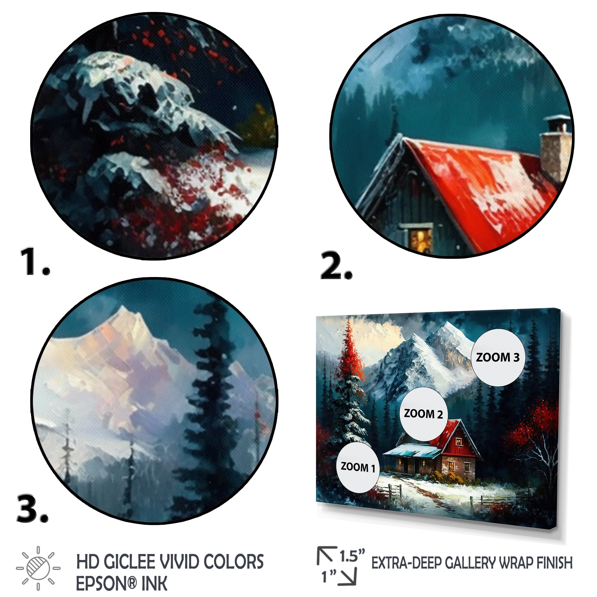 Designart Cabin In The Woods In Winter II Canvas Wall Art
