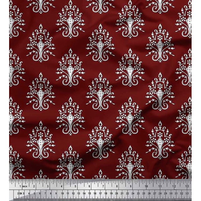 Soimoi Moss Georgette Fabric Leaves,Floral & Paisley Block Decor Fabric Printed Yard 42 Inch Wide