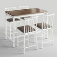 thumbnail image 2 of UHOMEPRO Bar Table Set for 4, Modern Counter Height Dining Set, Rectangle Dining Room Table with 4 PU Leather Chairs, Compact Kitchen Table Set for Home Breakfast Nook, Brown, 2 of 9