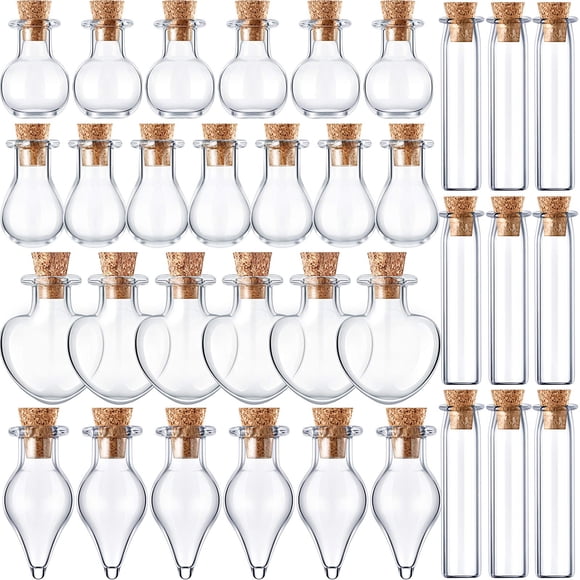 Botellas de vidrio Patelai Mini de 2 ml con tapones de corcho, 50 unidades