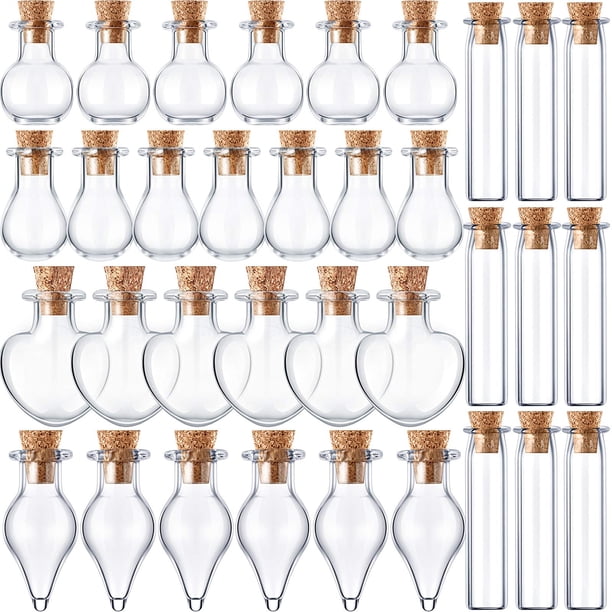 Botellas de vidrio Patelai Mini de 2 ml con tapones de corcho, 50 unidades