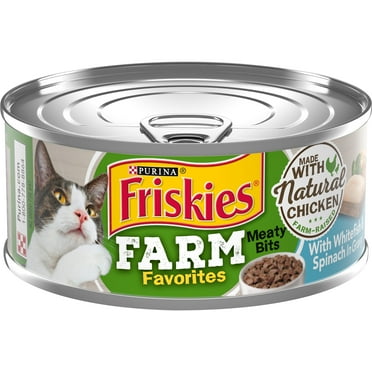 Purina Friskies Farm Favorites Meaty Bits, Chicken, Wet Cat Food, 5.5 oz Cans, 24 Pack