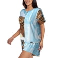 thumbnail image 2 of Rocae Funny Cat Taking a Bath for Two Piece Sleepwear Pajamas Sets for Women Soft Short-Sleeved Pjs with Lounge Shorts X-Large, 2 of 9