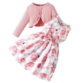 thumbnail image 2 of Vqpzlfhb Girls Dress Outfit Floral Sleeveless Design Layered Clothing With Solid Cardigan Fall Seasonal Set Pink,5-6T, 2 of 9