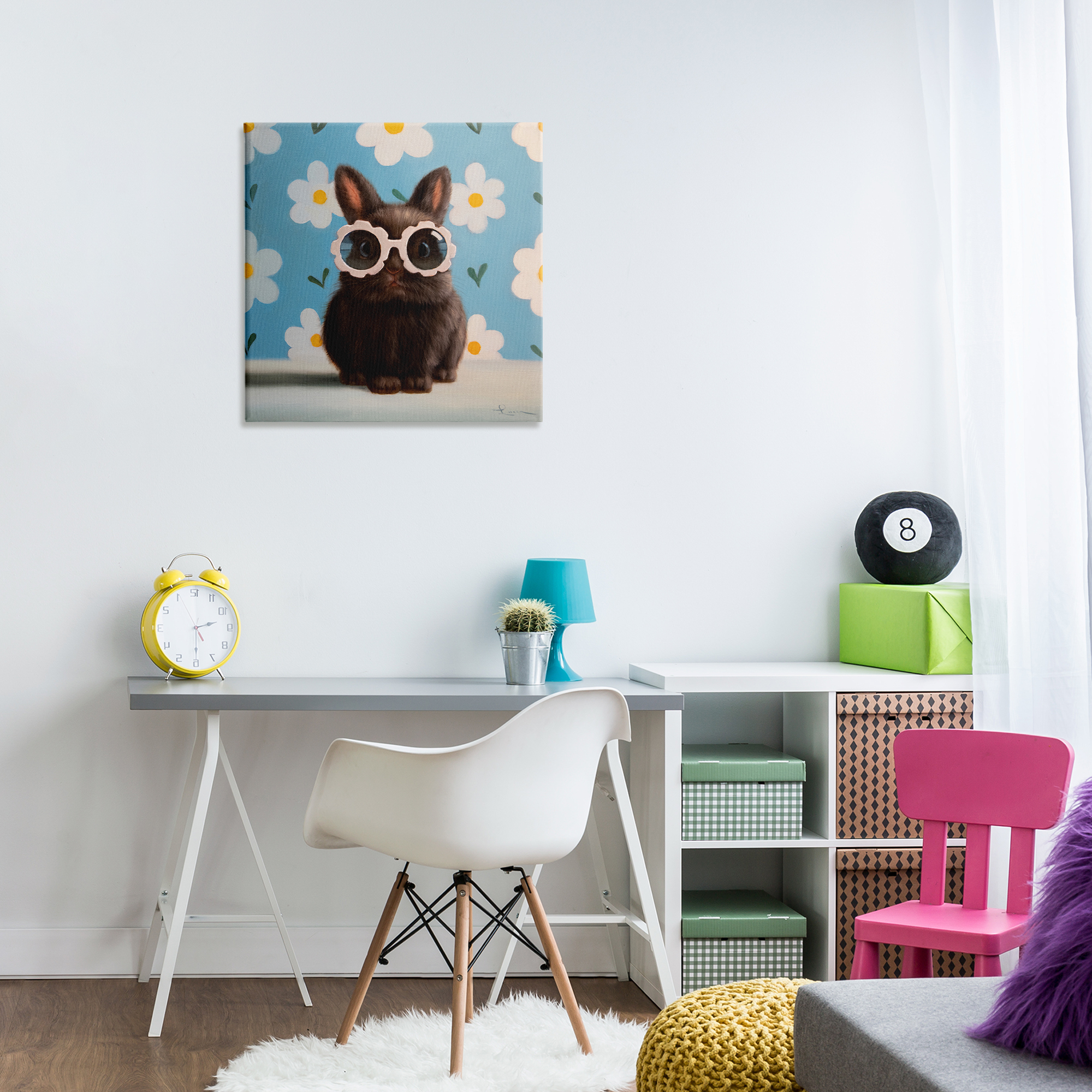 Flower Child Bunny Canvas Wall Art, design by Lucia Heffernan
