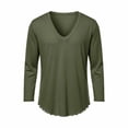 thumbnail image 4 of Muscularfit Vintage T Shirts T Shirt Men Baggy Muscle Cotton Shirts T Shirts 3/4 Sleeve V-Neck Green Classic T-Shirt Mens Shirts Casual,S, 4 of 6