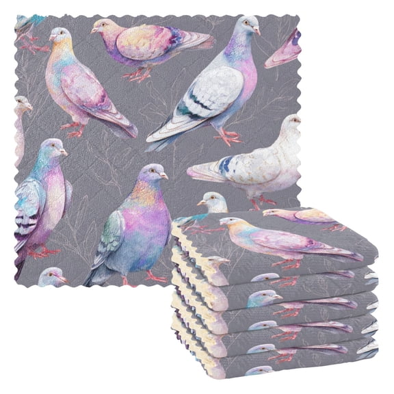 6 Pieces of Kitchen Towels 11x11Inch Kitchen Dish Cloths Kitchen Dish Towels Reuseable Cleaning Cloths Beautiful Pigeon
