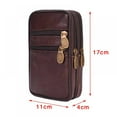 thumbnail image 6 of Men Genuine Leather Waist Pack Bag Double Zipper Cell Mobile Phone Case Coin Purse Pocket Pouch Male Fanny Bags For Outdoor Activities, 6 of 6