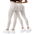 thumbnail image 4 of WHEANG 2PC High Waist Yoga Pants for Women Comfy Seamless Textured Workout Leggings Tummy Control Butt Lifting Stretch Fitness Pants for Running Daily Wear Slim Fit Yoga Pants Size XL White, 4 of 4