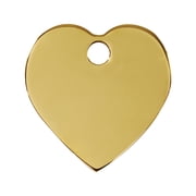 Red Dingo Flat Brass Heart Personalized Engraved Pet ID Tag, Large