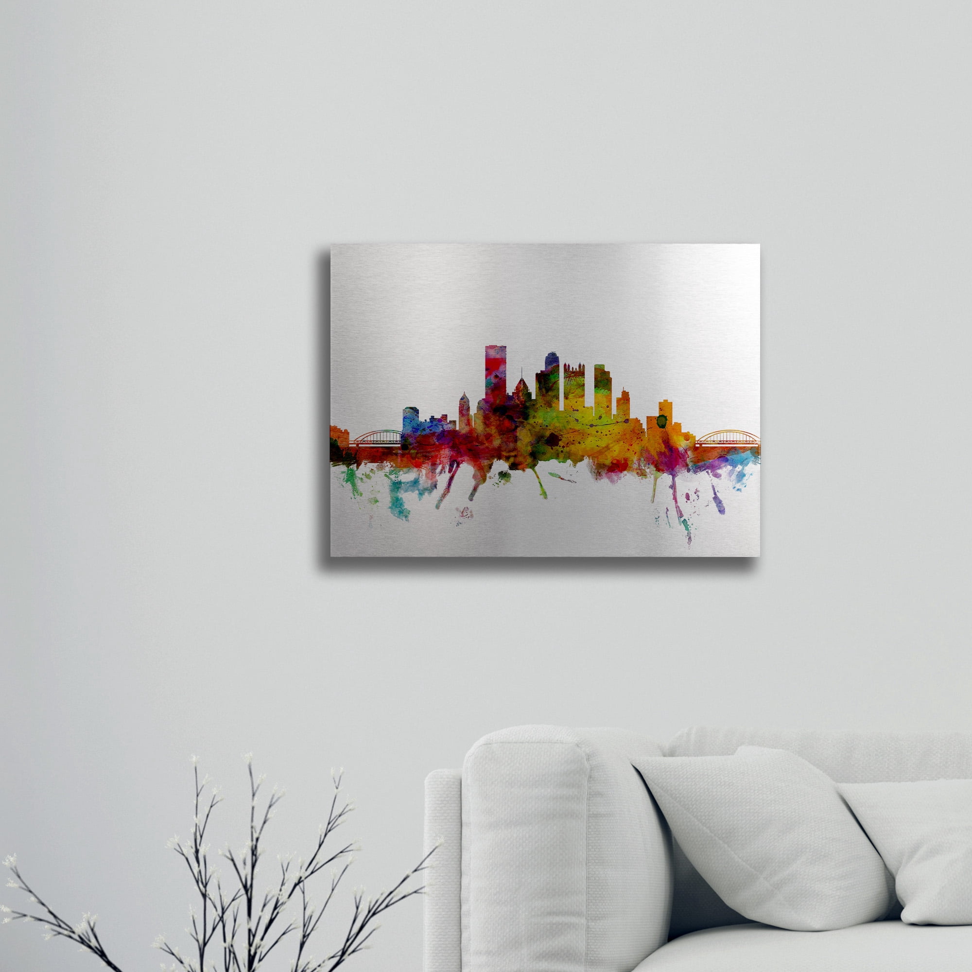 Trademark Fine Art 'Pittsburgh Pennsylvania Skyline' Brushed Aluminum Wall Art Art by Michael Tompsett